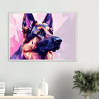 Abstrakter Schäferhund Kunstdruck – Premium Poster mit lebendigem Polygondesign-petllective