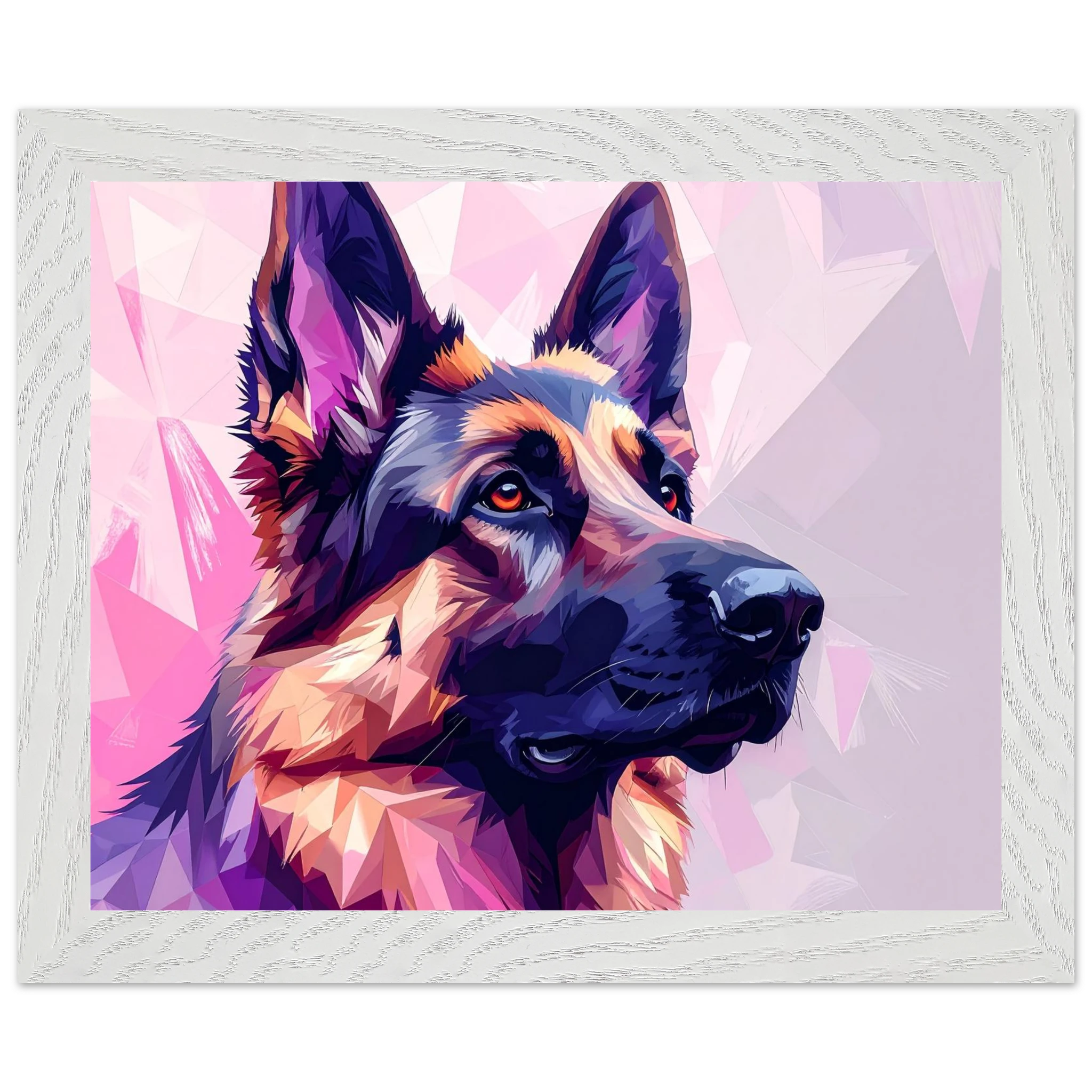 Abstrakter Schäferhund Kunstdruck – Premium Poster mit lebendigem Polygondesign-petllective