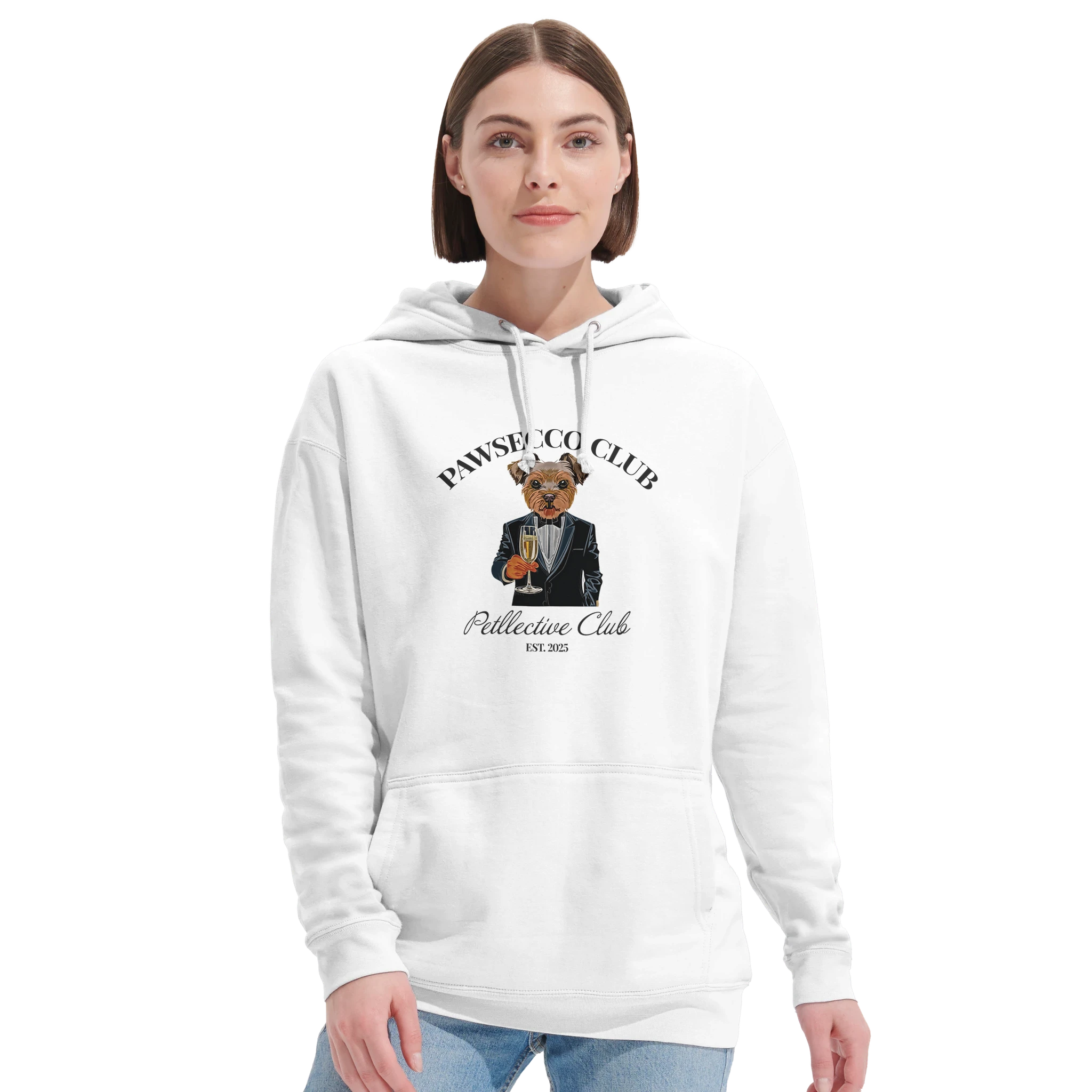 Hoodie „Pawsecco Club“ – Unisex Kapuzenpullover aus Bio-Baumwolle-petllective