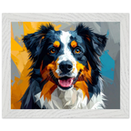 Bunter Hundeporträt-Poster: Premium-Poster aus halbmattem Premium-Papier mit Holzrahmen-petllective