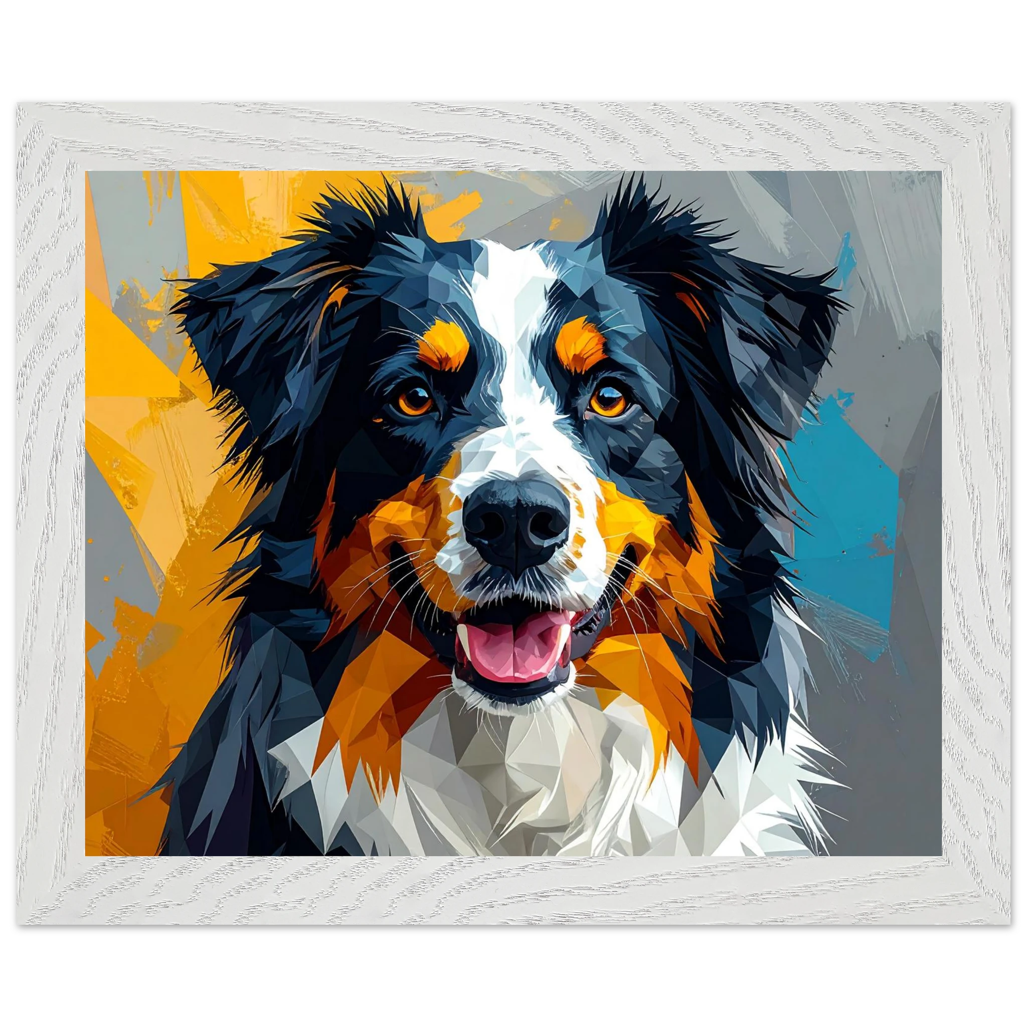 Bunter Hundeporträt-Poster: Premium-Poster aus halbmattem Premium-Papier mit Holzrahmen-petllective