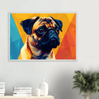 Abstrakter Mops-Kunstdruck: Premium-Poster mit Holzrahmen in leuchtendem, modernem Stil-petllective