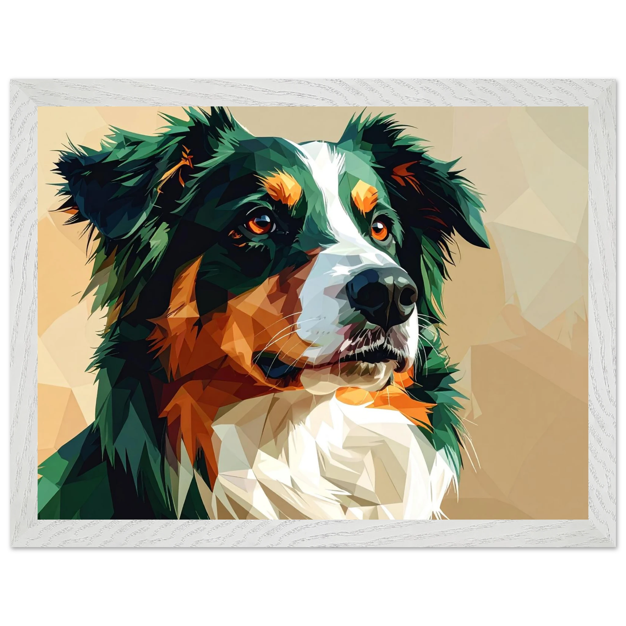 Australian Shepherd im Pop-Art-Stil – Premium-Poster mit Holzrahmen-petllective