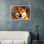 Shiba Inu Polygon-Art: Gerahmtes Premium-Poster – Lebendige Farben & Edler Holzrahmen-petllective