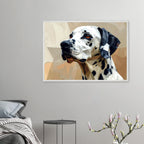 Geometrisches Dalmatiner Kunst-Poster – Gerahmt, für Modernes Interieur mit Charakter-petllective