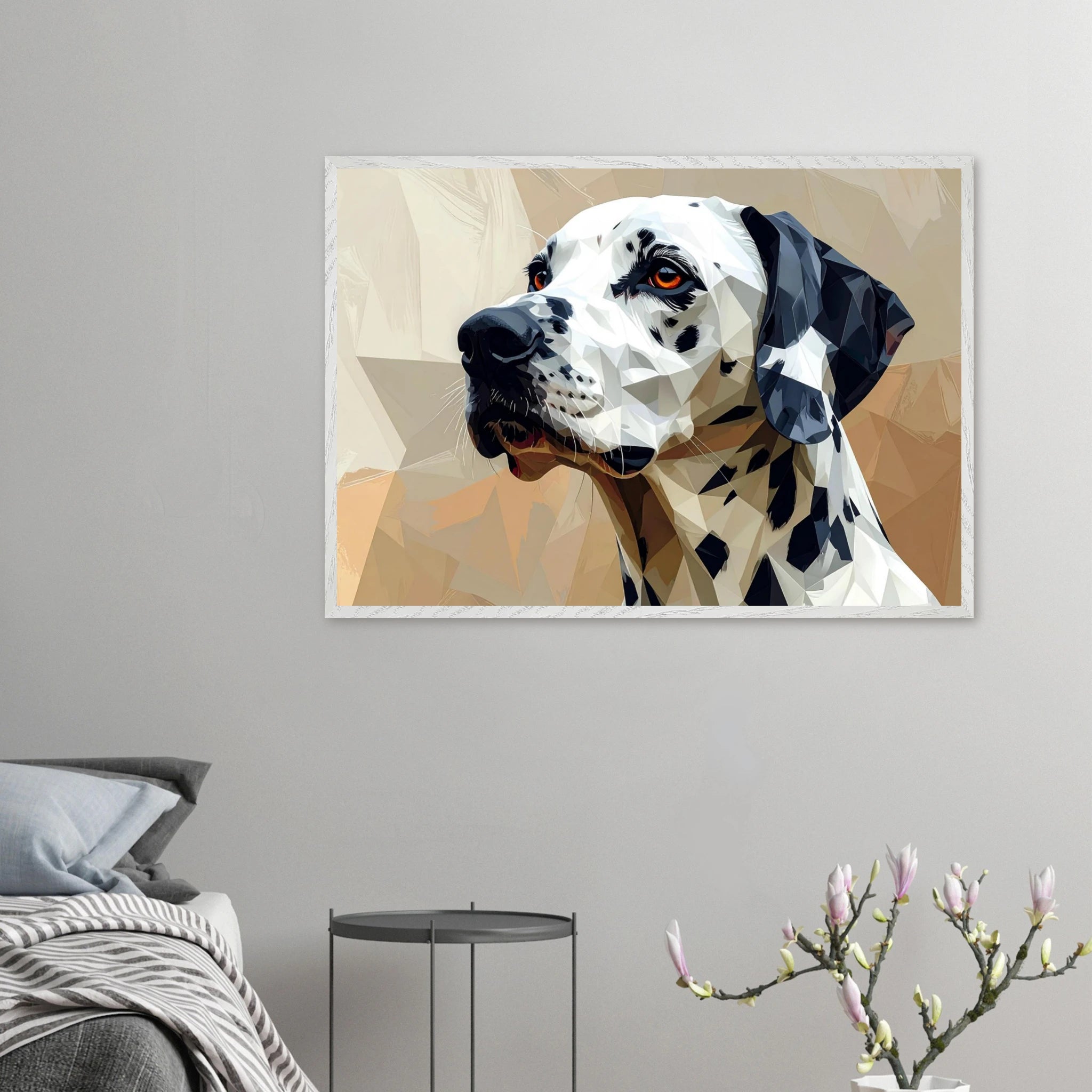 Geometrisches Dalmatiner Kunst-Poster – Gerahmt, für Modernes Interieur mit Charakter-petllective