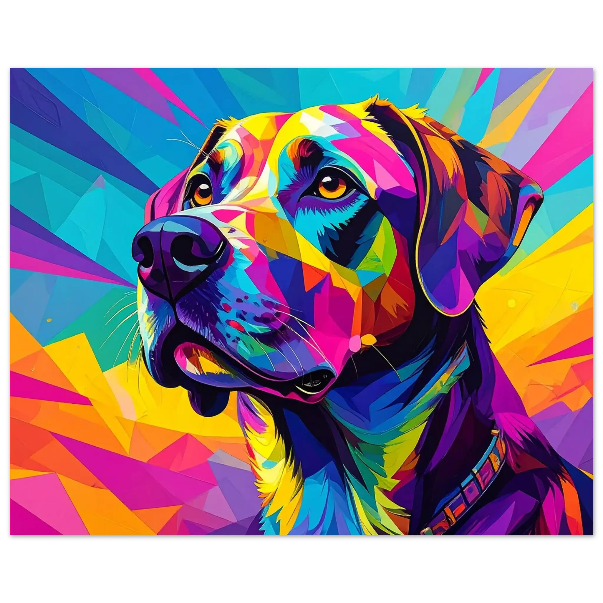 Hund Pop Art Kunstdruck Wandbild – Farbexplosion für moderne Wohnräume-petllective
