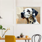 Geometrisches Dalmatiner Kunst-Poster – Gerahmt, für Modernes Interieur mit Charakter-petllective