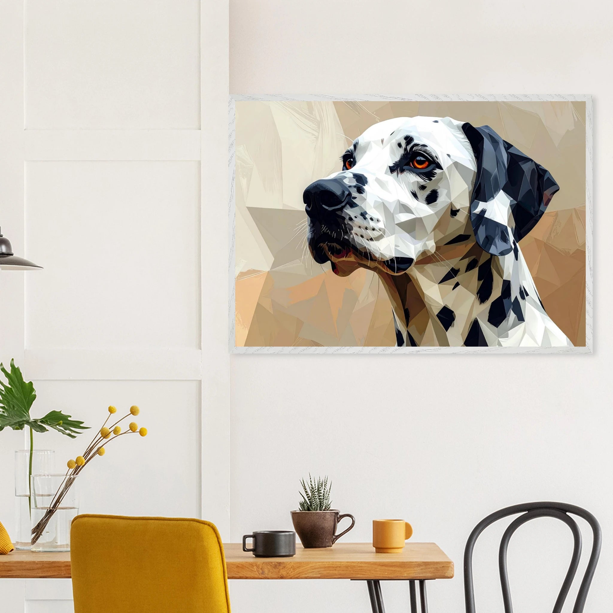Geometrisches Dalmatiner Kunst-Poster – Gerahmt, für Modernes Interieur mit Charakter-petllective