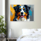Bunter Hundeporträt-Poster: Premium-Poster aus halbmattem Premium-Papier mit Holzrahmen-petllective