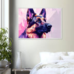 Abstrakter Schäferhund Kunstdruck – Premium Poster mit lebendigem Polygondesign-petllective