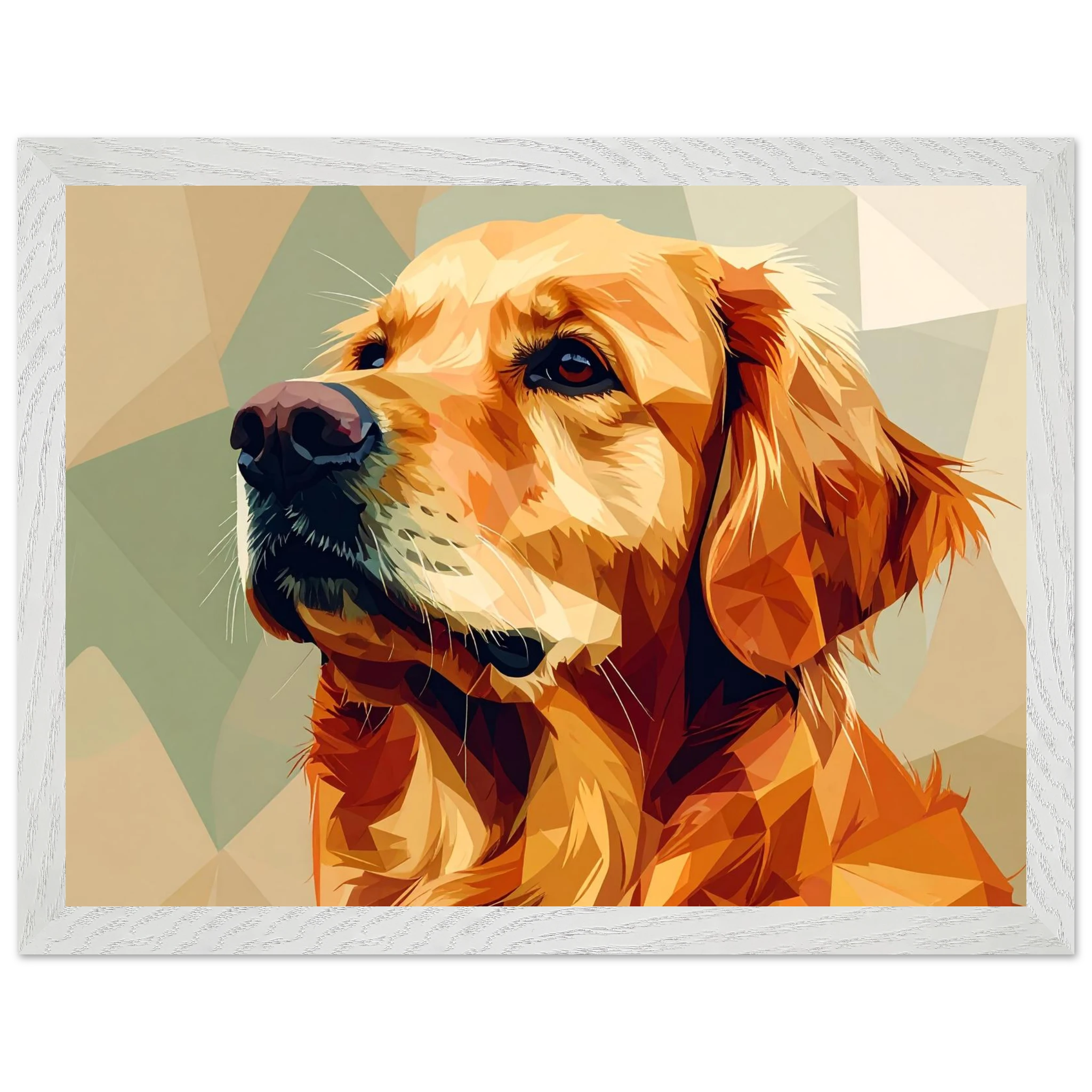 Golden Retriever Pop Art Premium-Poster mit Holzrahmen – Lebendige Wandkunst in deiner Wunschgröße und Rahmenfarbe-petllective