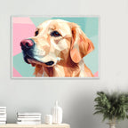Abstrakter Golden Retriever: Premium-Poster mit Holzrahmen in deinem Wunschformat-petllective