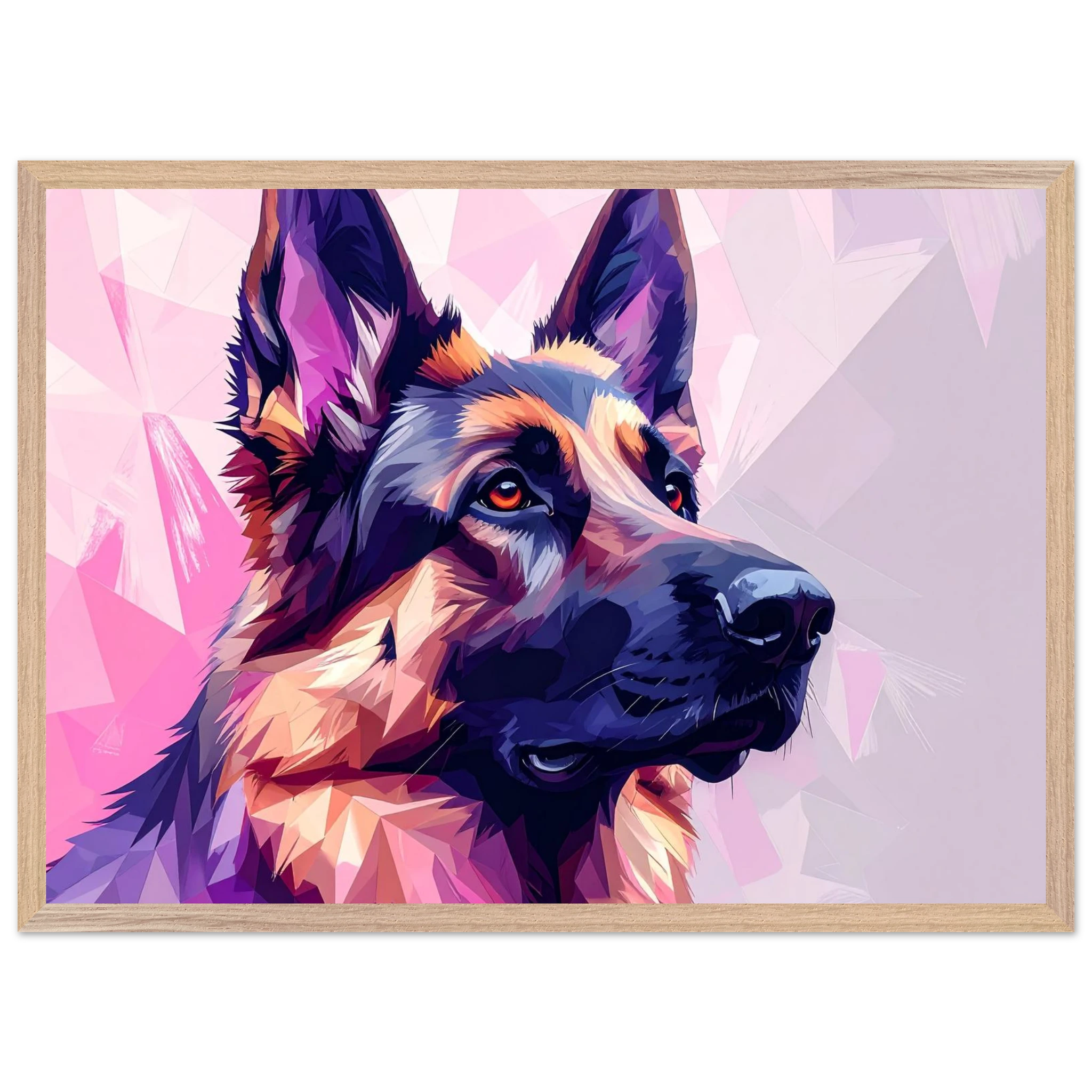Abstrakter Schäferhund Kunstdruck – Premium Poster mit lebendigem Polygondesign-petllective