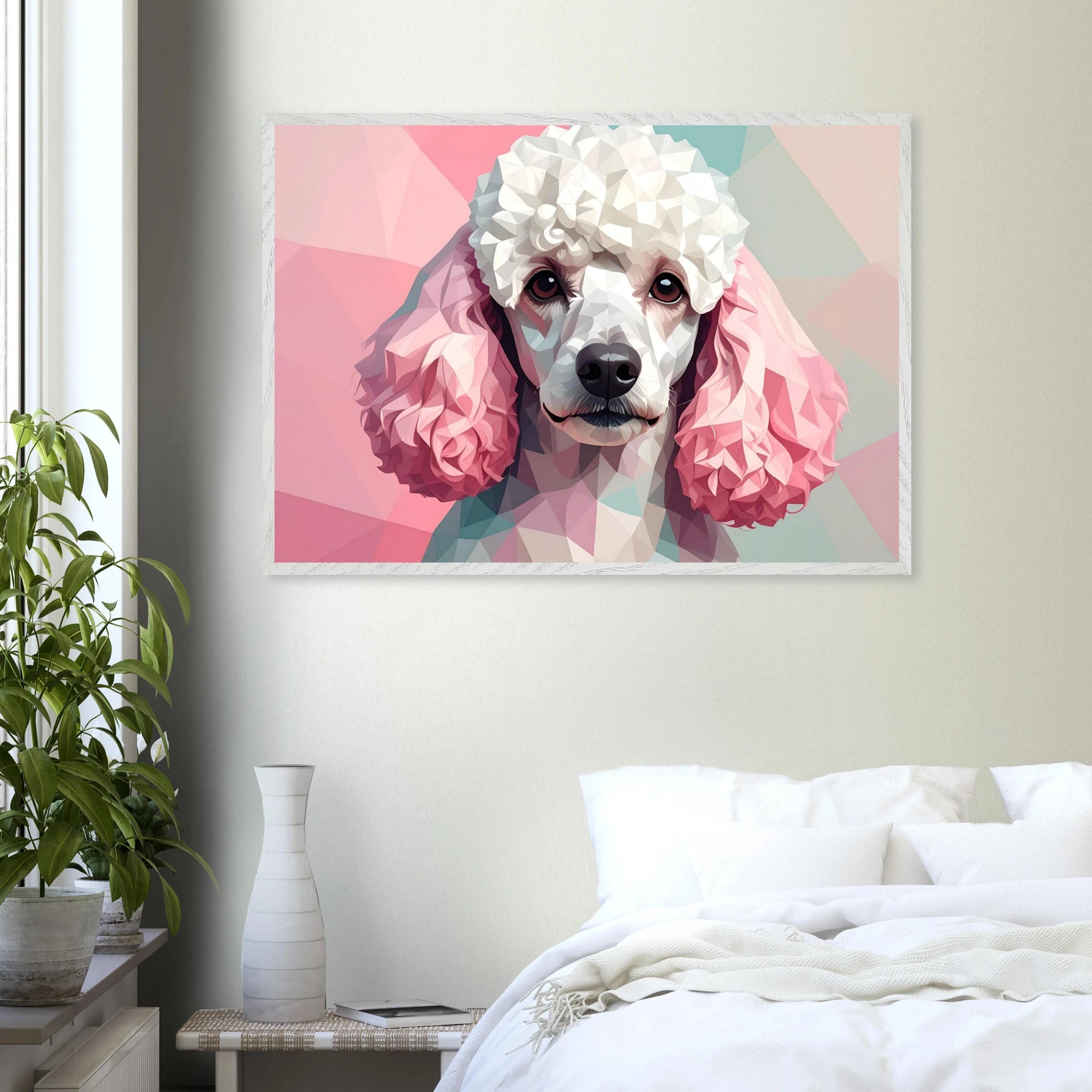 Abstrakter Pudel: Premium-Poster mit Holzrahmen in deinem Wunschformat und Rahmenfarbe-petllective