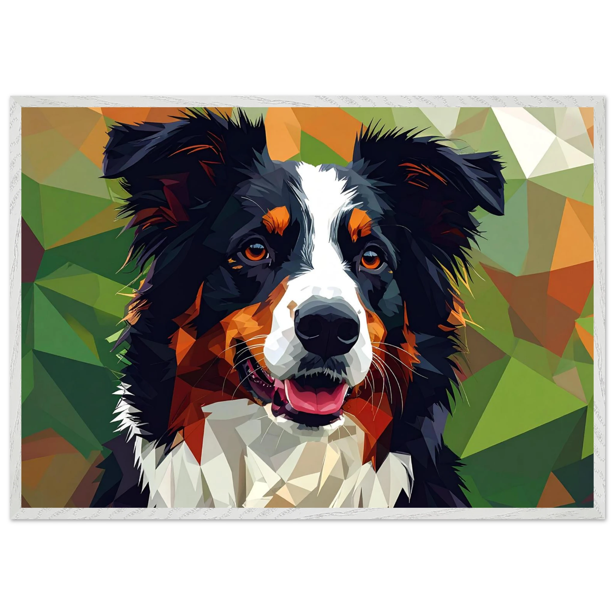 Abstrakter Border Collie Premium-Poster – Lebendige Tierkunst für Ihr Zuhause mit Rahmen nach Wahl-petllective