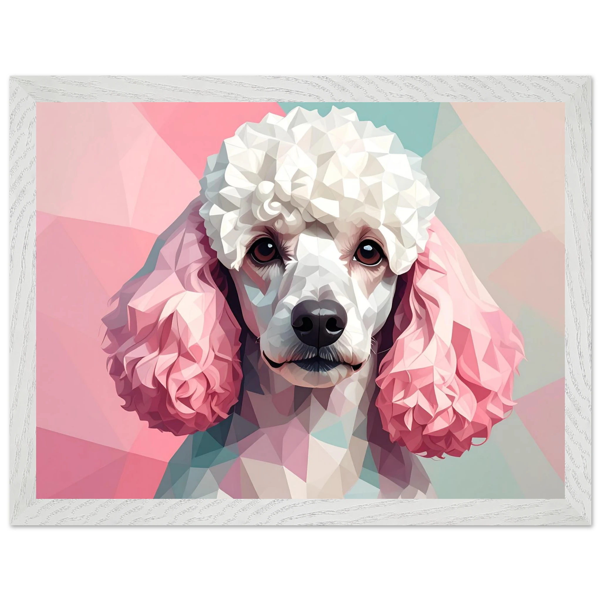 Abstrakter Pudel: Premium-Poster mit Holzrahmen in deinem Wunschformat und Rahmenfarbe-petllective