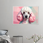 Abstrakter Pudel: Premium-Poster mit Holzrahmen in deinem Wunschformat und Rahmenfarbe-petllective