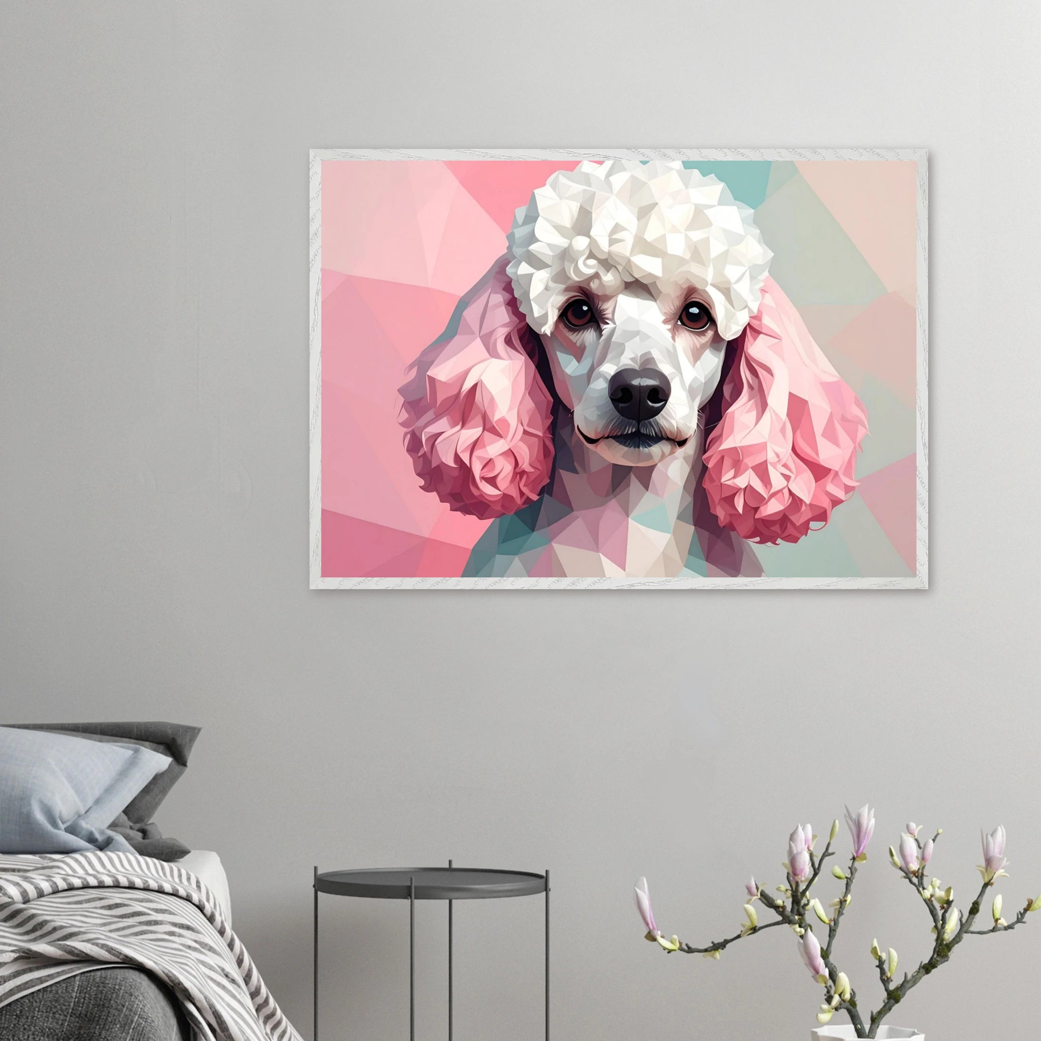 Abstrakter Pudel: Premium-Poster mit Holzrahmen in deinem Wunschformat und Rahmenfarbe-petllective