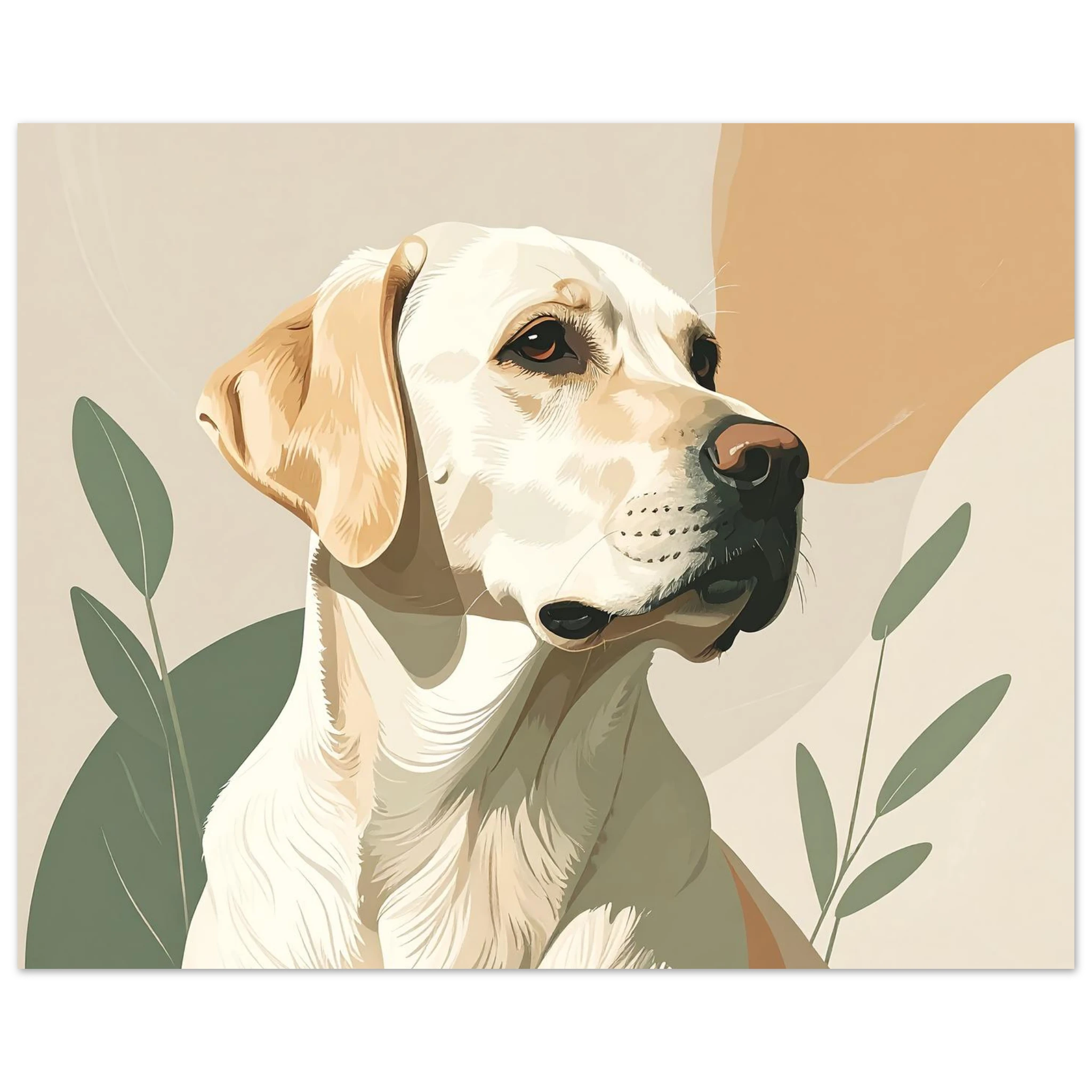 Minimalist Labrador Retriever Kunstdruck: Elegante Haustierporträts in sanften Farben-petllective