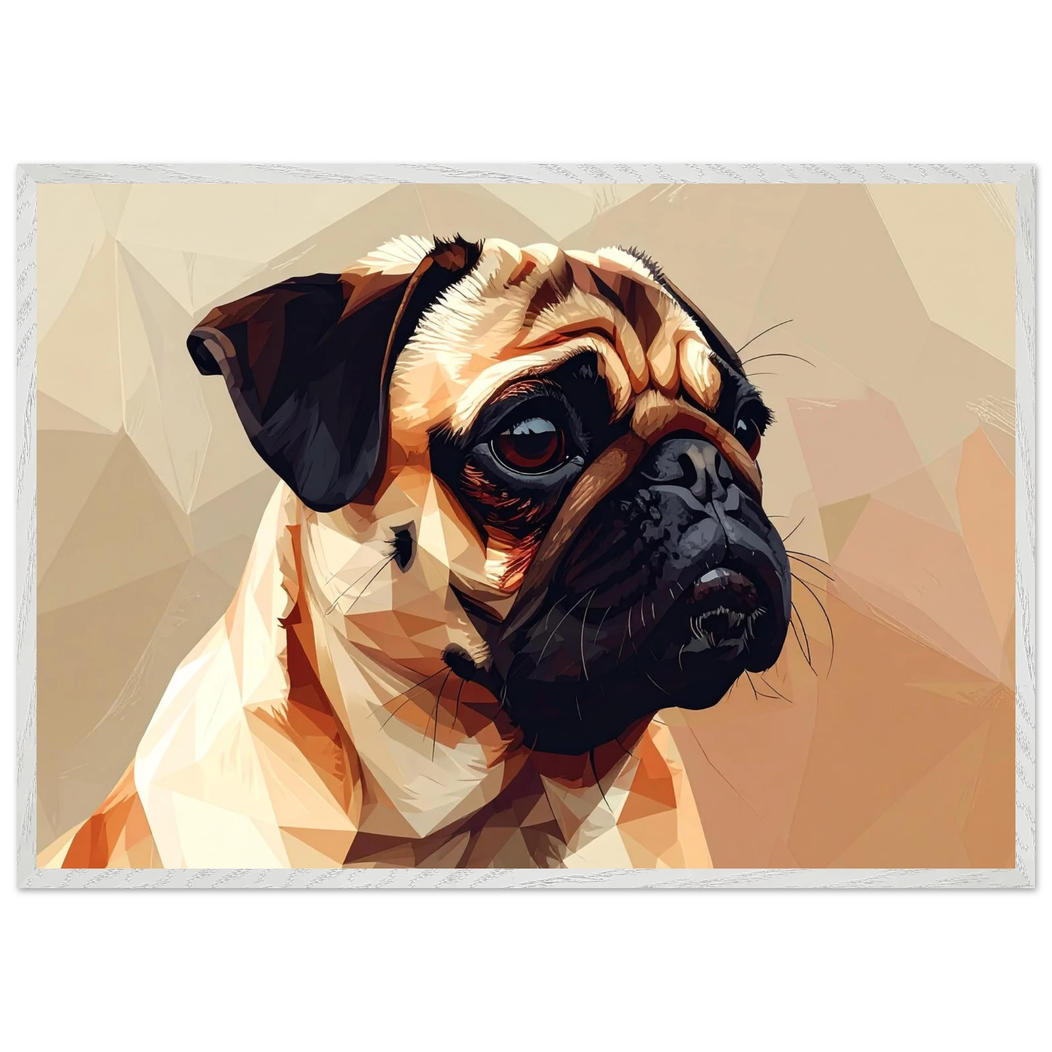 Gerahmtes Premium-Poster: Geometrischer Mops – Ausdrucksstarke Haustier-Kunst für Ihr Zuhause-petllective