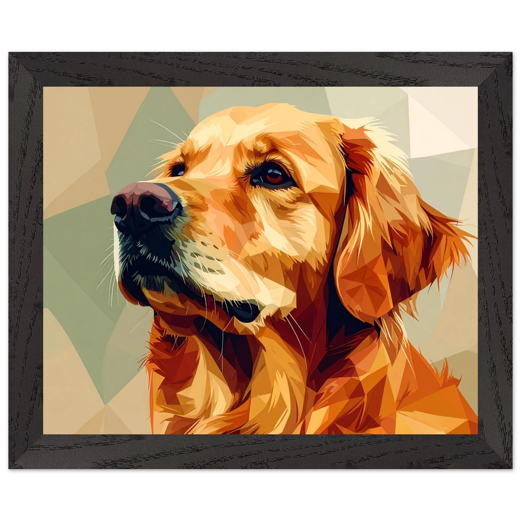 Golden Retriever Pop Art Premium-Poster mit Holzrahmen – Lebendige Wandkunst in deiner Wunschgröße und Rahmenfarbe-petllective
