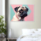 Niedlicher Mops im Pop-Art-Stil: Gerahmtes Premium-Poster mit lebendigen Farben und verschiedenen Rahmungen-petllective