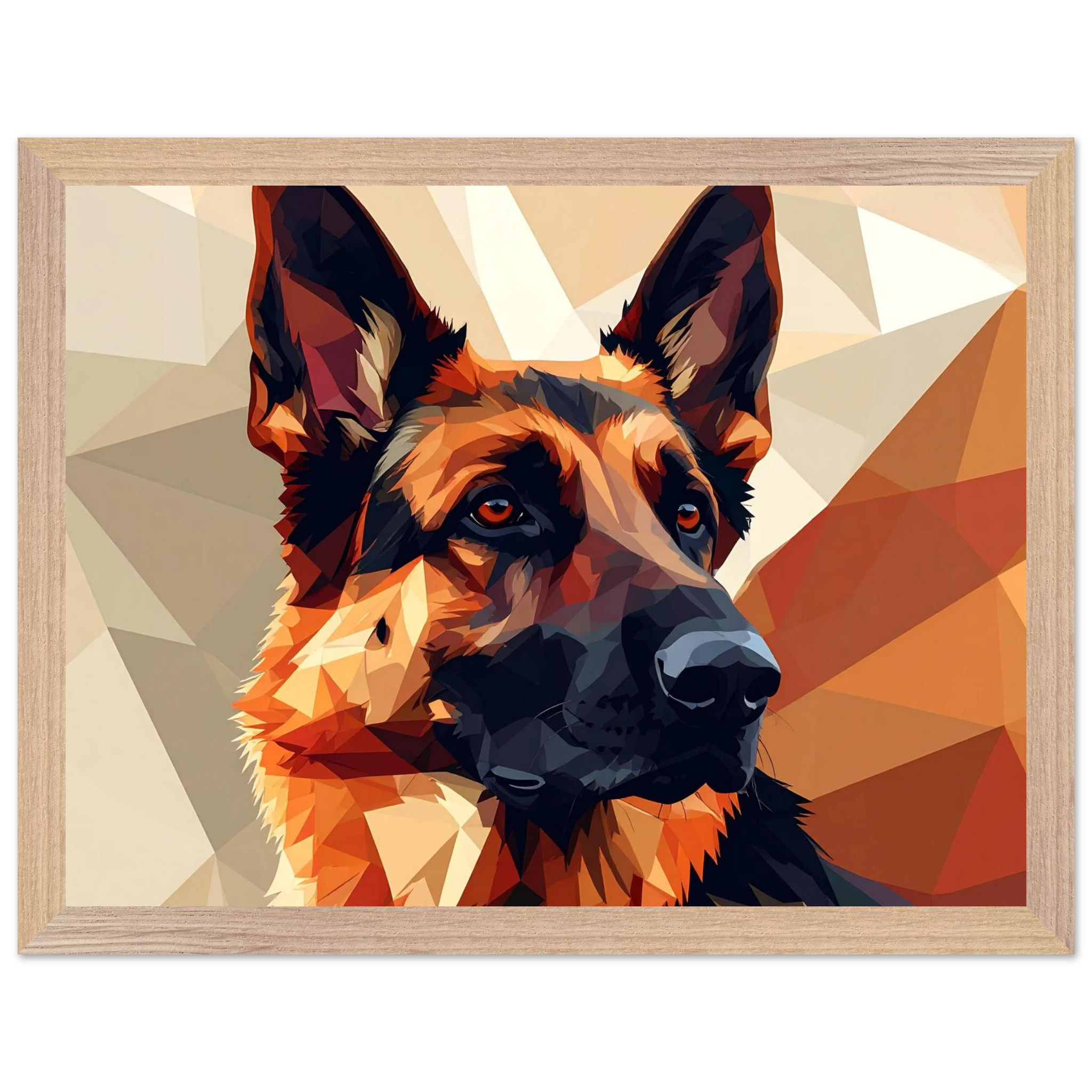 Abstrakter Schäferhund: Premium-Poster aus halbmattem Papier mit Holzrahmen – in verschiedenen Größen und Rahmenfarben-petllective