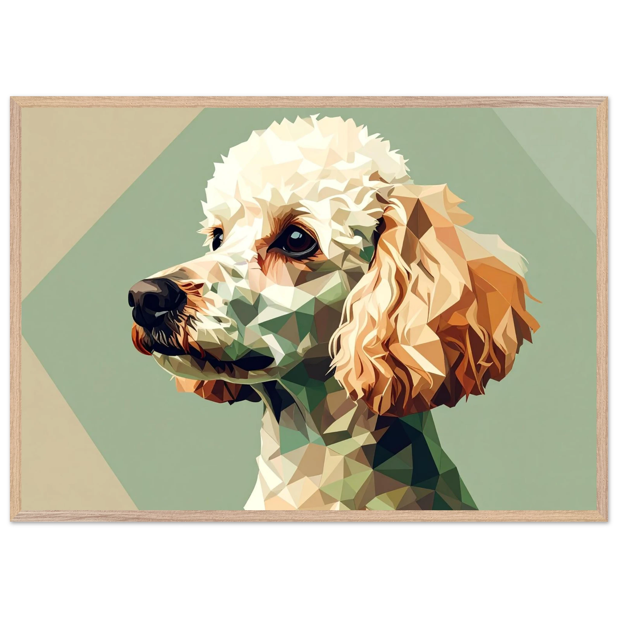 Abstrakter Pudel: Premium-Poster aus halbmattem Premium-Papier mit Holzrahmen – Modernes Haustier-Design-petllective
