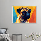 Abstrakter Mops-Kunstdruck: Premium-Poster mit Holzrahmen in leuchtendem, modernem Stil-petllective