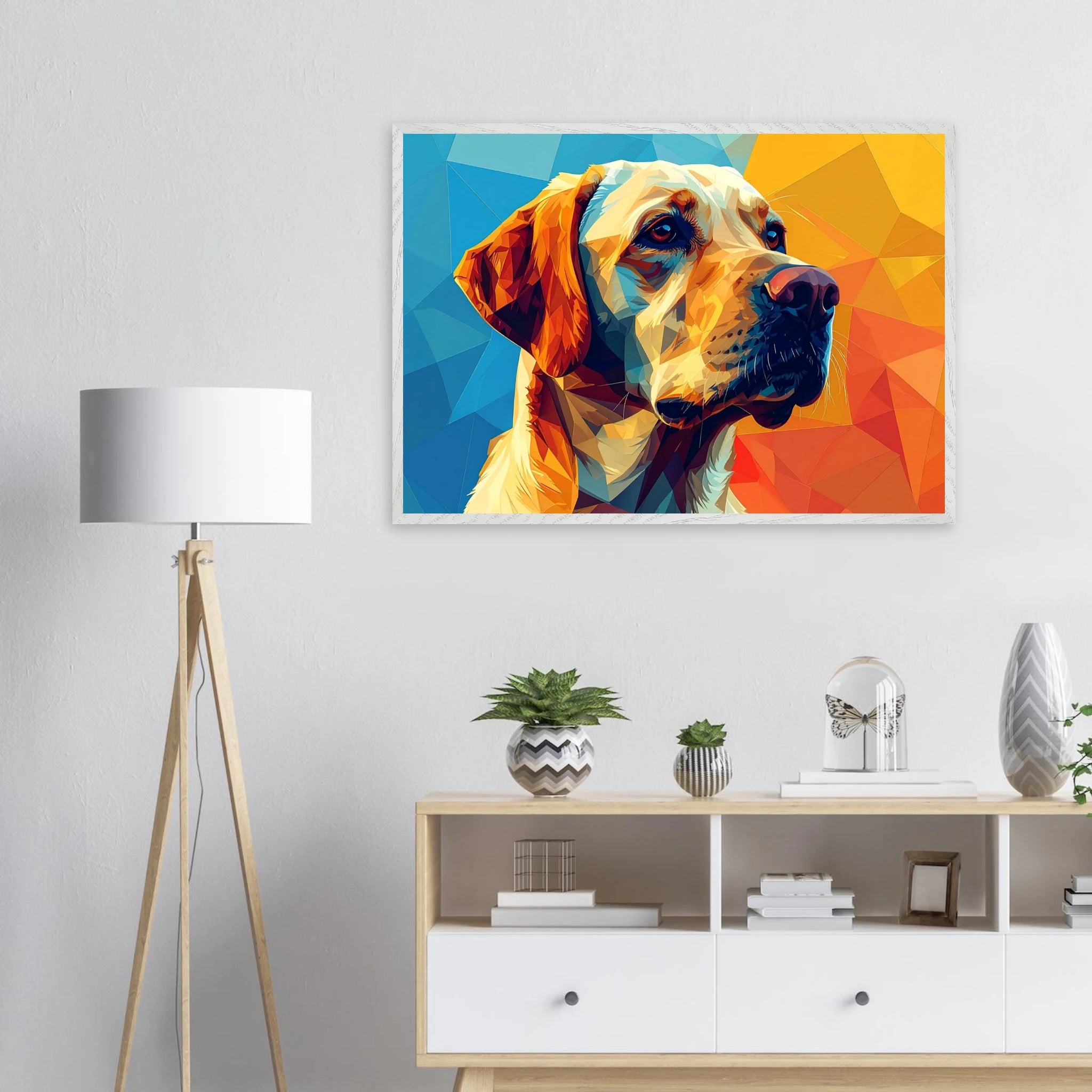 Labrador-Retriever-Portrait: Premium-Poster aus halbmattem Premium-Papier mit Holzrahmen-petllective