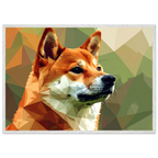Shiba Inu Polygon Art Premium-Poster – Hundeliebe in leuchtenden Farben mit Holzrahmen-petllective