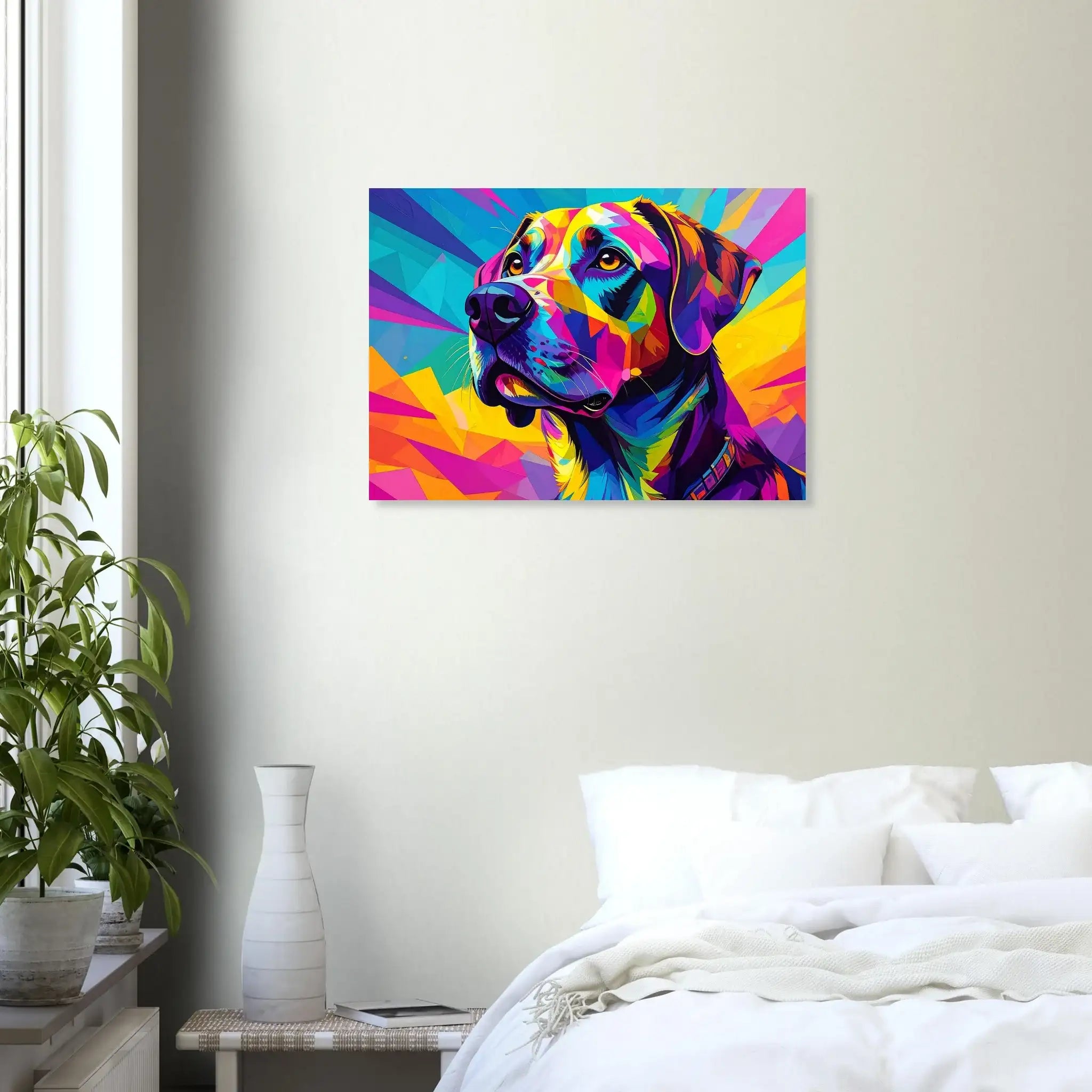 Hund Pop Art Kunstdruck Wandbild – Farbexplosion für moderne Wohnräume-petllective