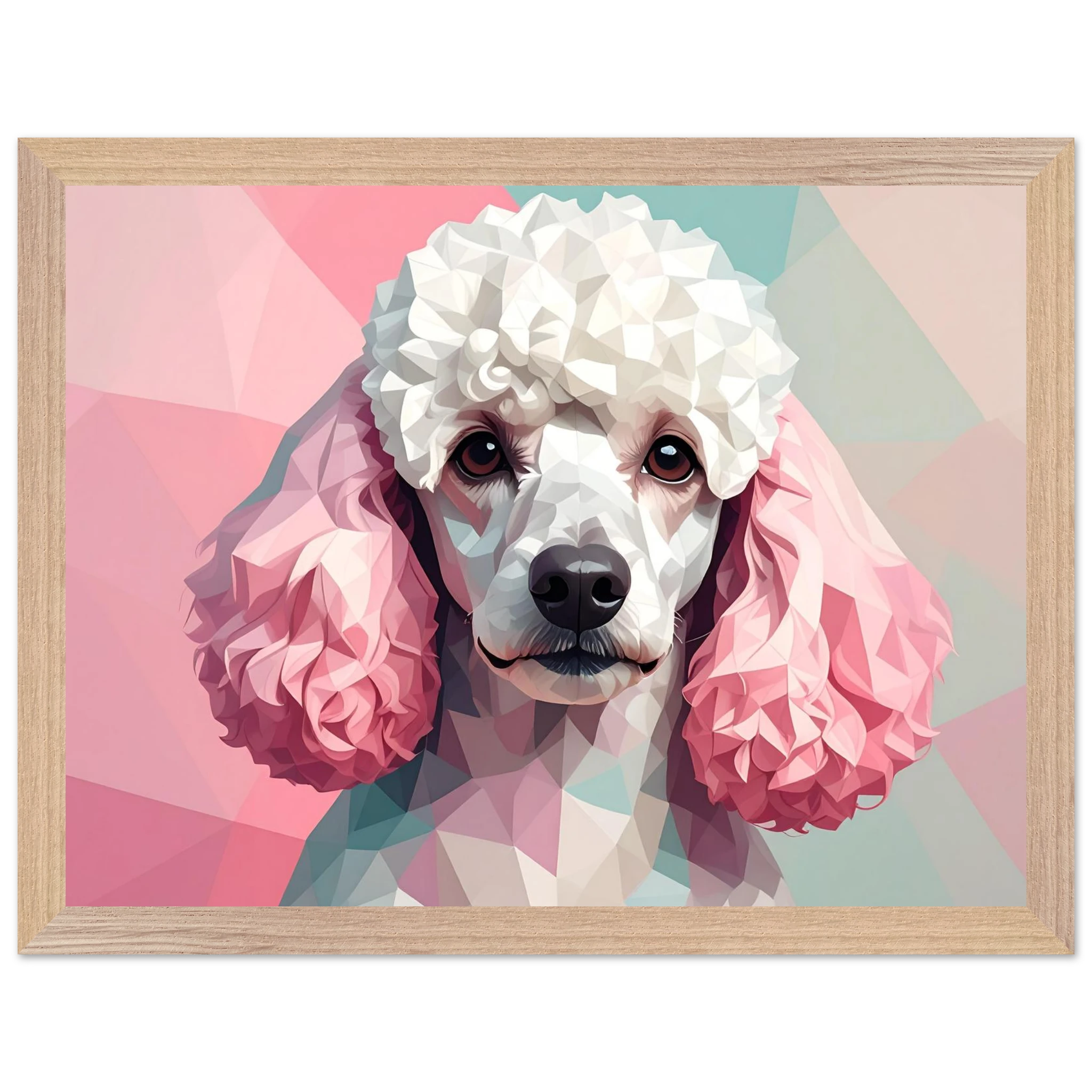 Abstrakter Pudel: Premium-Poster mit Holzrahmen in deinem Wunschformat und Rahmenfarbe-petllective