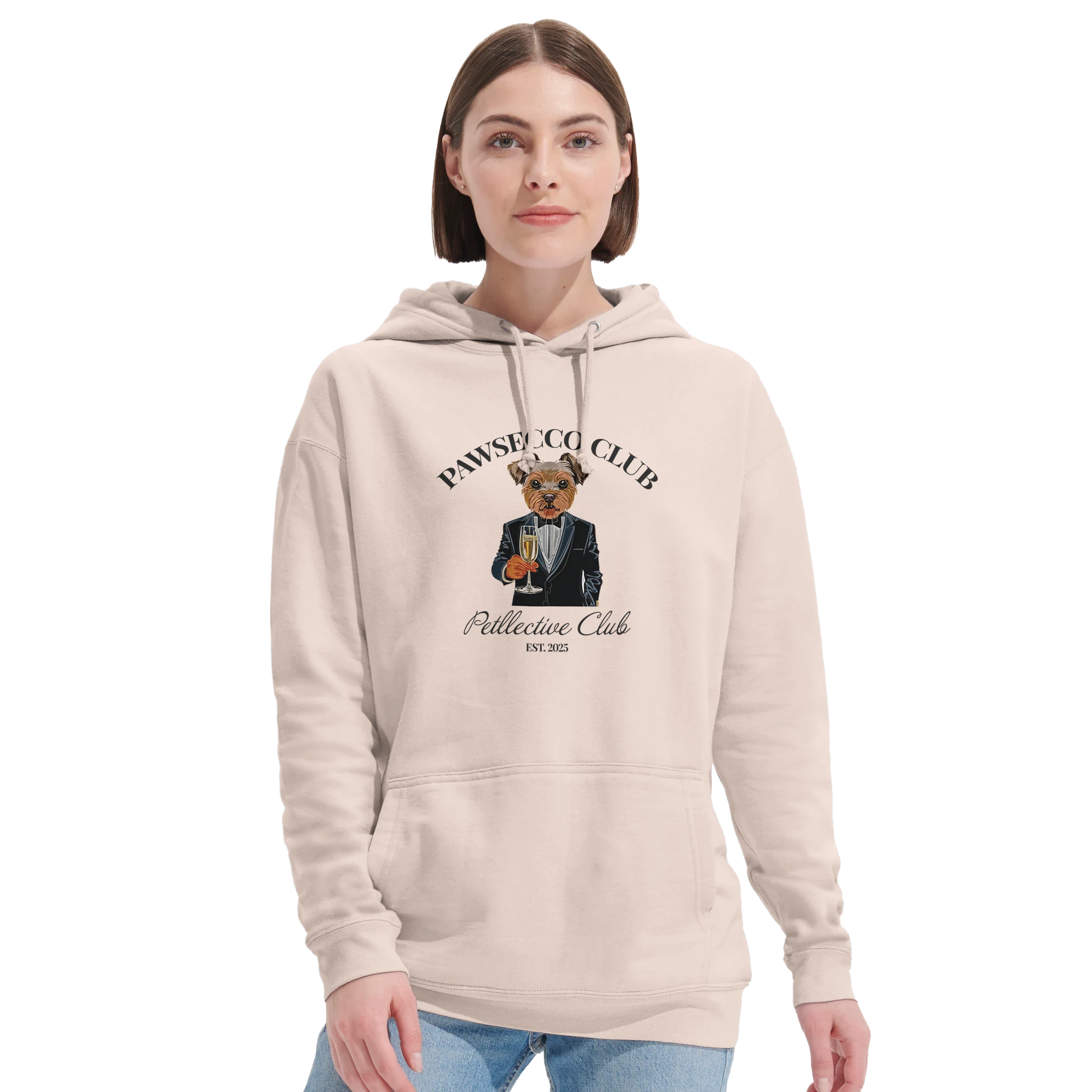 Hoodie „Pawsecco Club“ – Unisex Kapuzenpullover aus Bio-Baumwolle-petllective