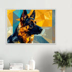 Geometrisches Schäferhund-Porträt: Premium-Poster mit Holzrahmen in deinem Stil-petllective