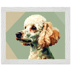 Abstrakter Pudel: Premium-Poster aus halbmattem Premium-Papier mit Holzrahmen – Modernes Haustier-Design-petllective