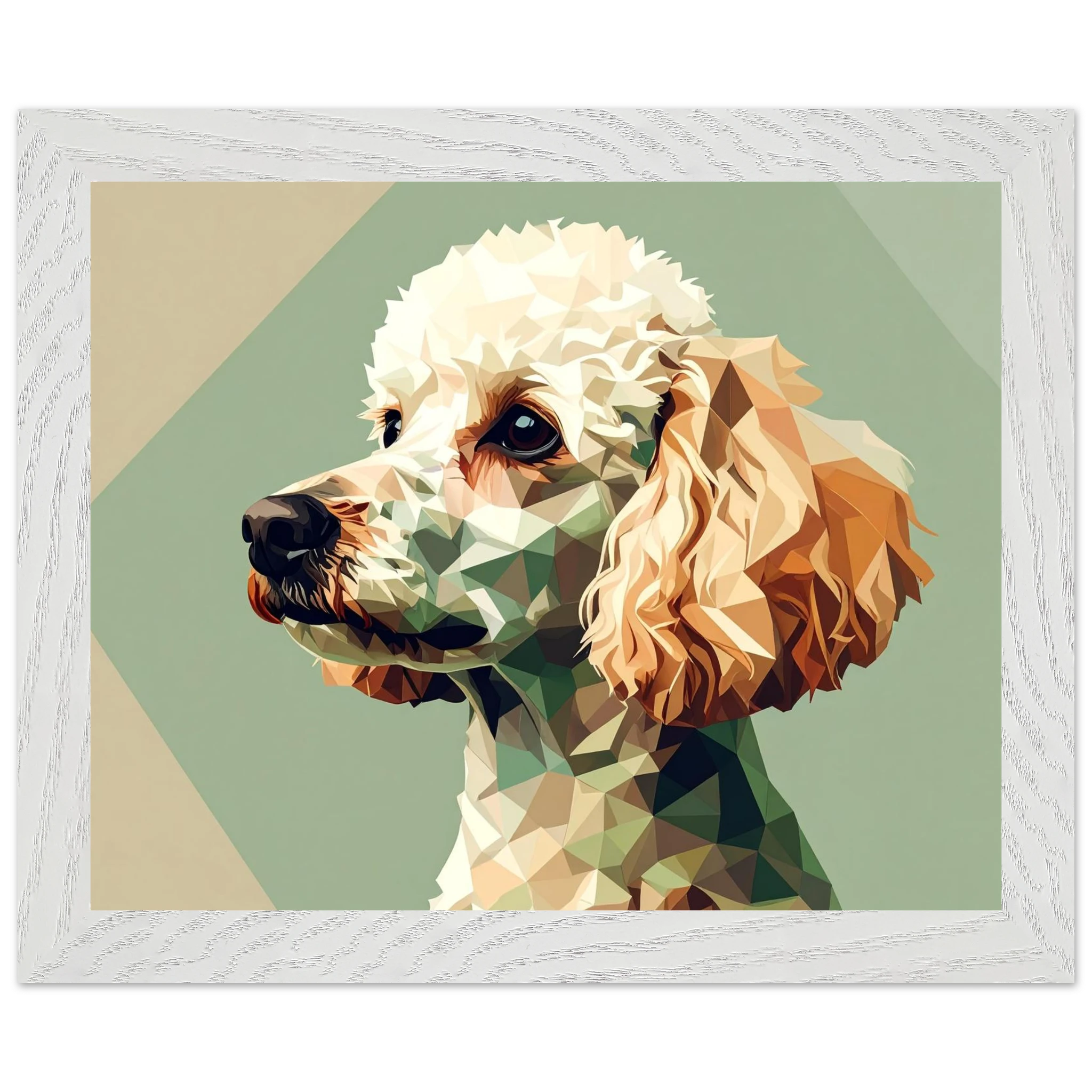 Abstrakter Pudel: Premium-Poster aus halbmattem Premium-Papier mit Holzrahmen – Modernes Haustier-Design-petllective