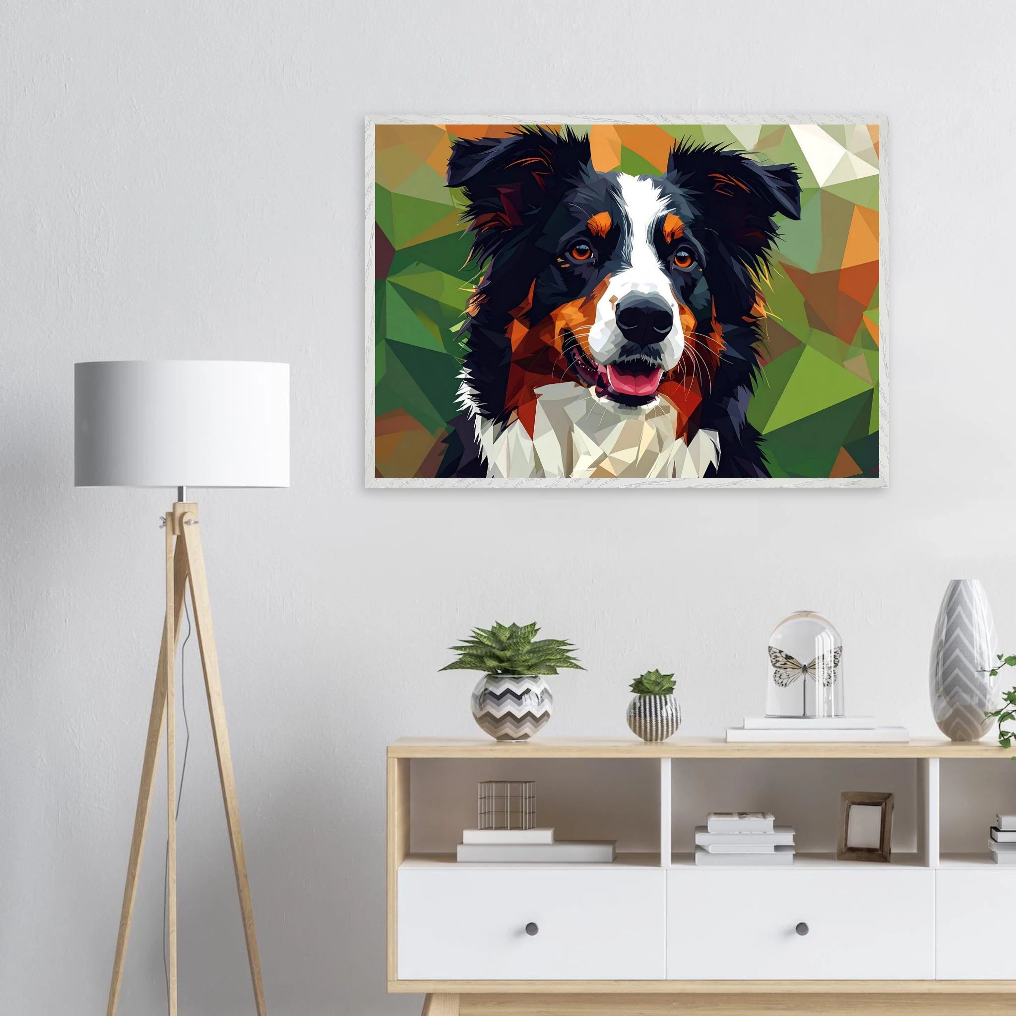 Abstrakter Border Collie Premium-Poster – Lebendige Tierkunst für Ihr Zuhause mit Rahmen nach Wahl-petllective