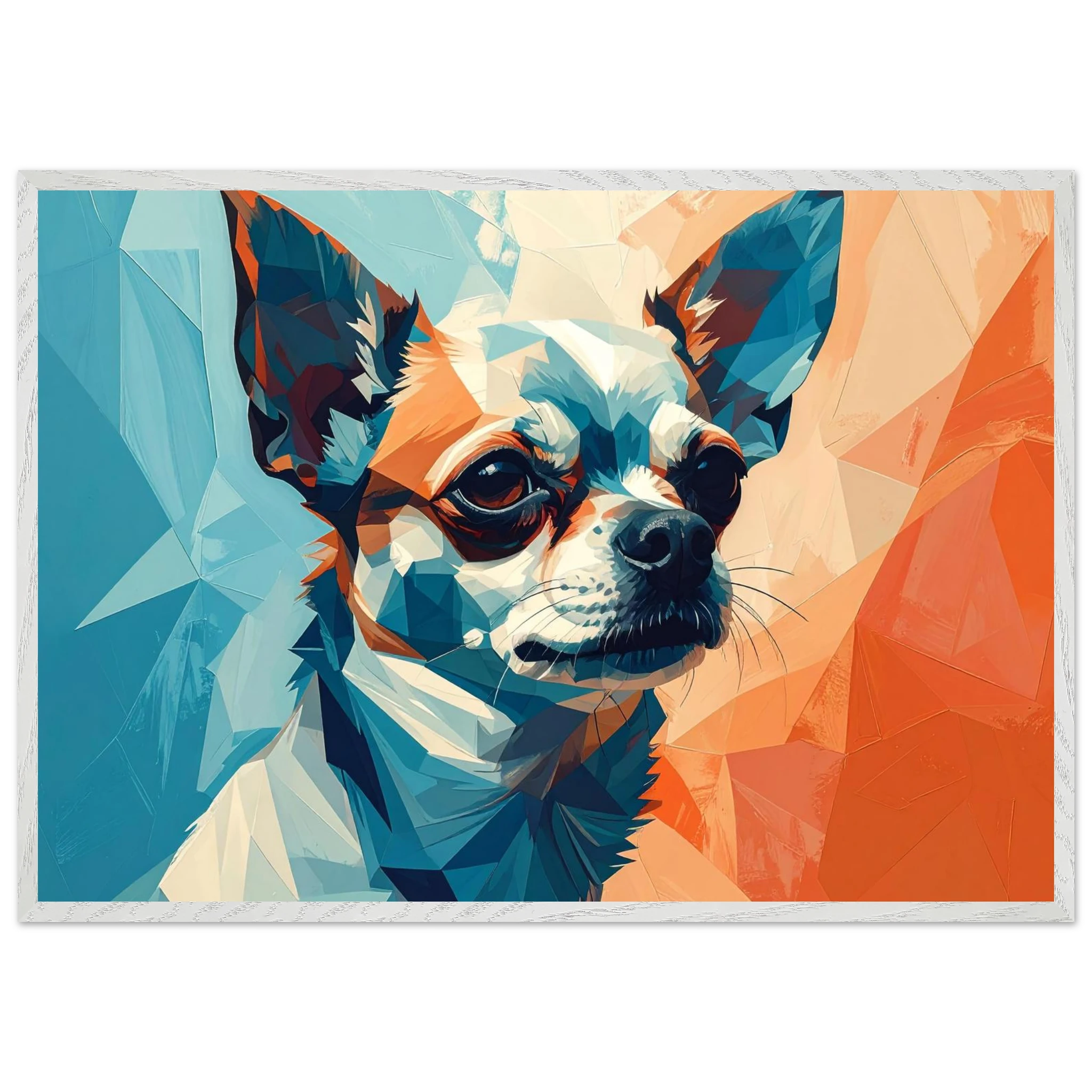 Chihuahua Geometrische Pop-Art: Premium-Poster aus halbmattem Premium-Papier mit Holzrahmen-petllective