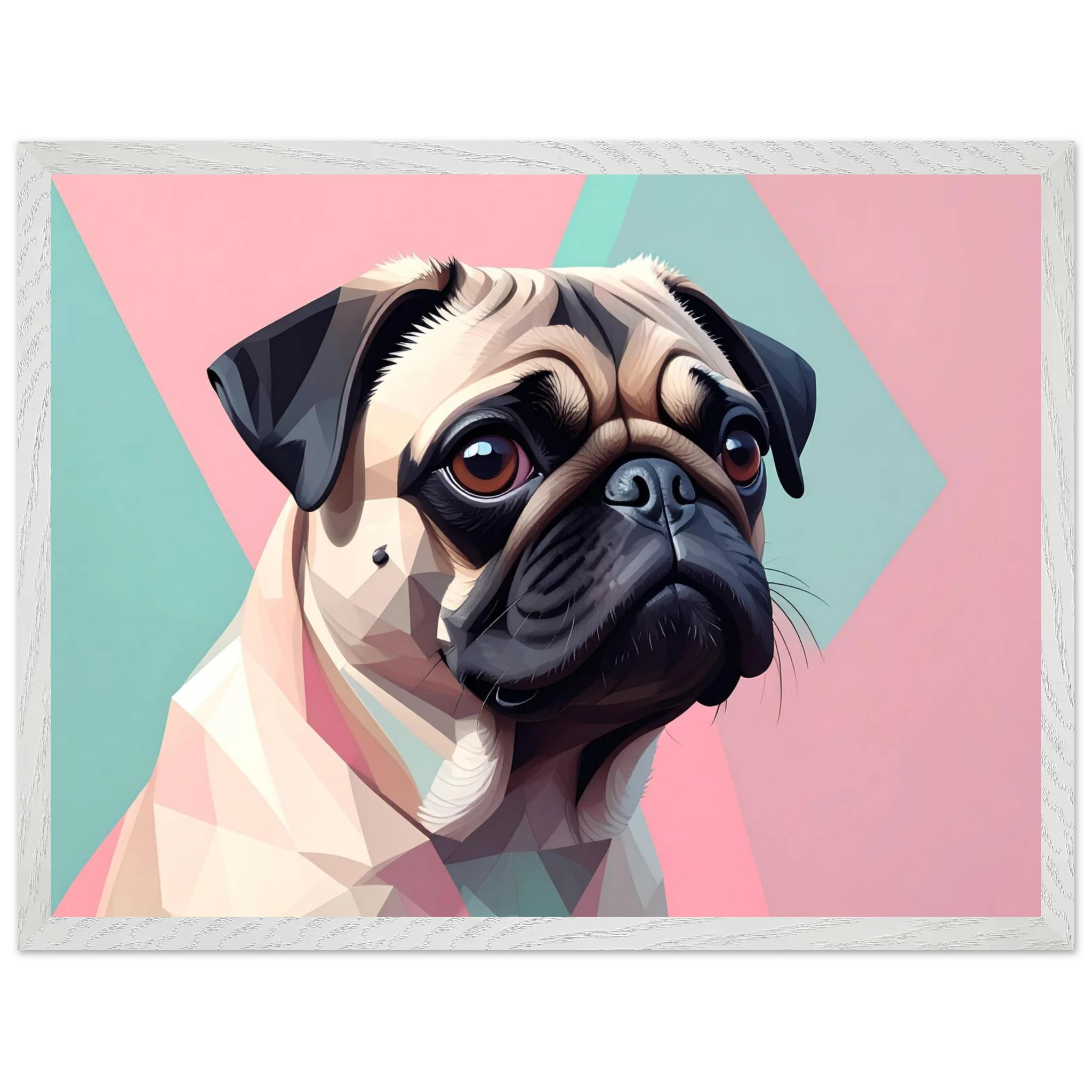 Niedlicher Mops im Pop-Art-Stil: Gerahmtes Premium-Poster mit lebendigen Farben und verschiedenen Rahmungen-petllective