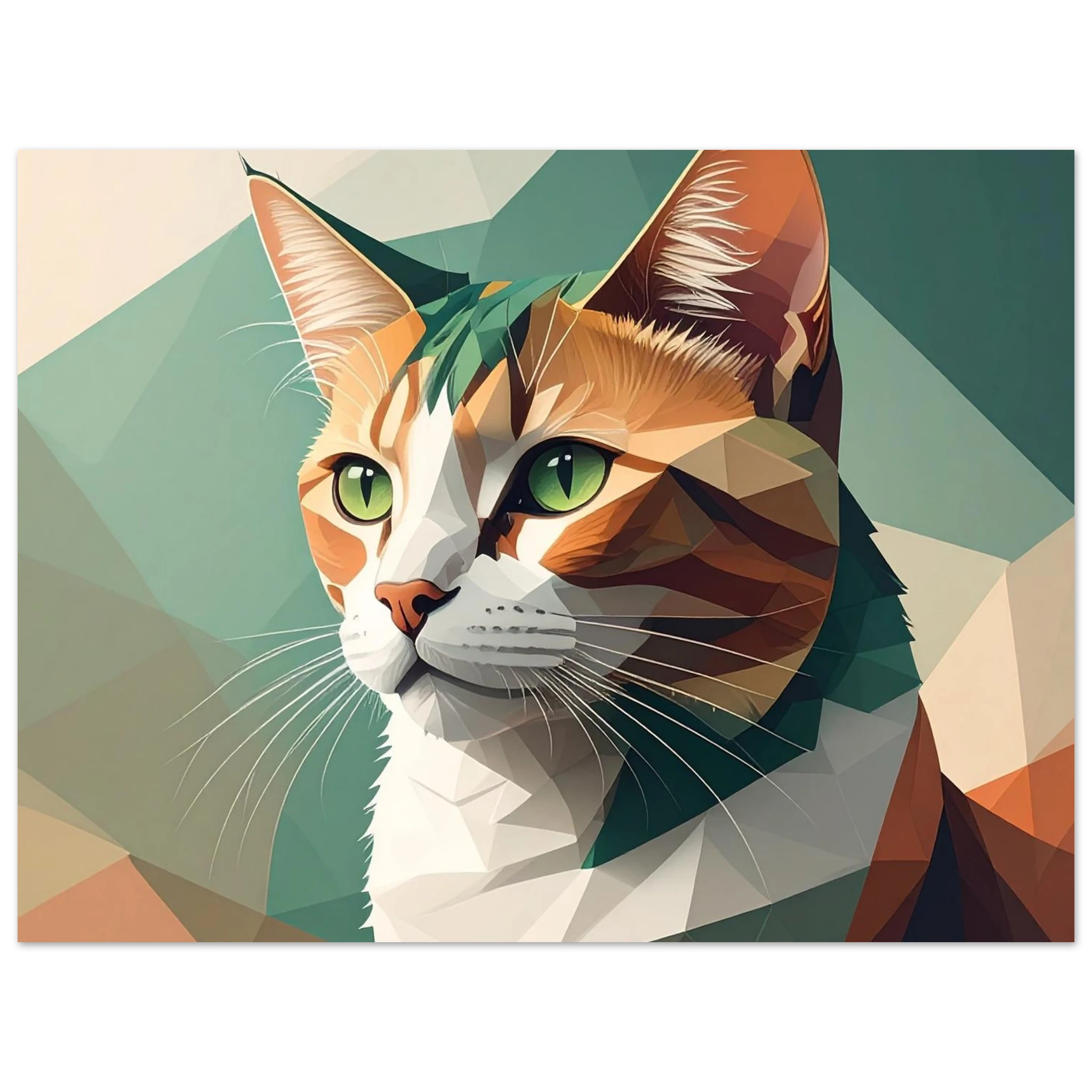 Geometrische Katze Kunstdruck Wandbild – Abstraktes Low-Poly Poster-petllective