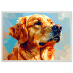 Golden Retriever im Mosaik-Stil: Premium-Poster mit Holzrahmen – für dein Zuhause in verschiedenen Größen & Rahmenfarben-petllective