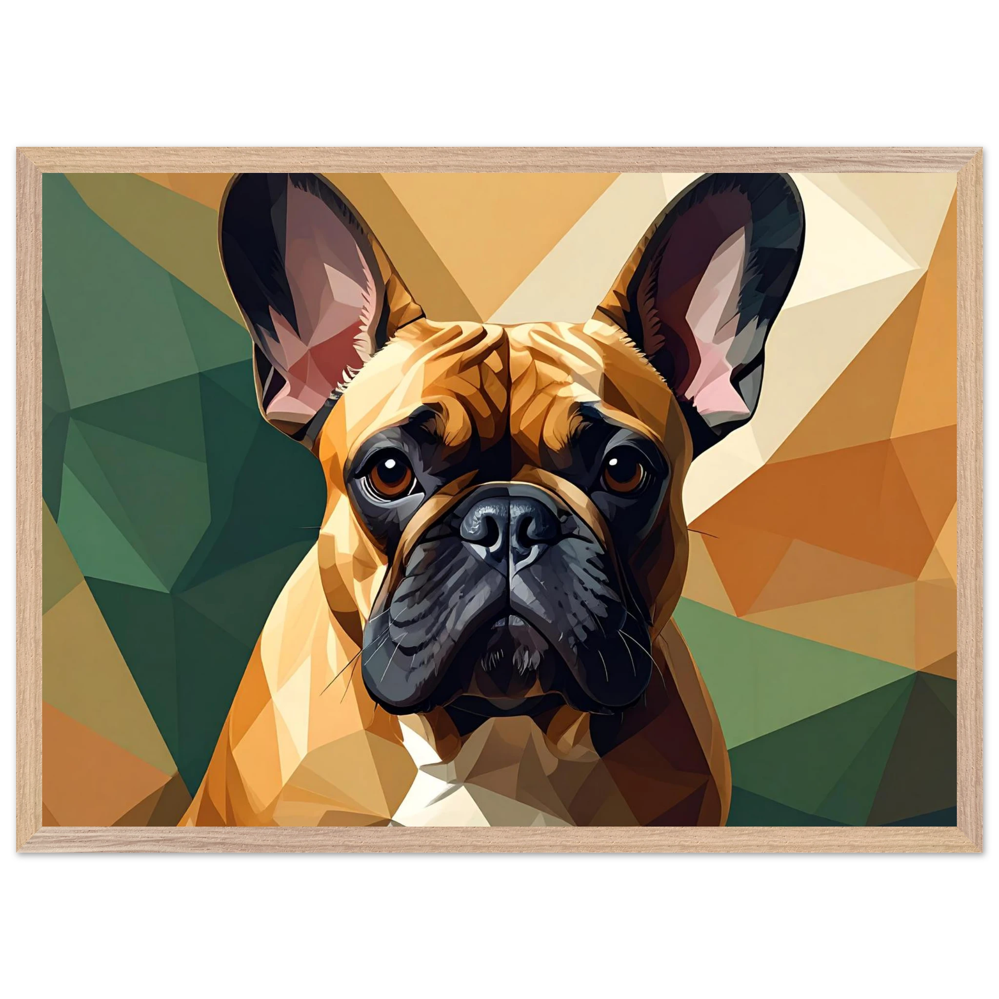 Französische Bulldogge im Polygondesign – Gerahmtes Premium-Poster für moderne Kunstliebhaber-petllective