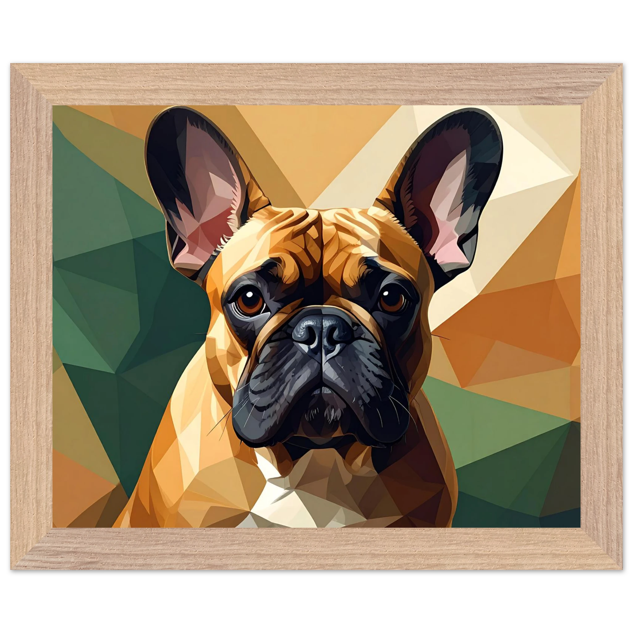 Französische Bulldogge im Polygondesign – Gerahmtes Premium-Poster für moderne Kunstliebhaber-petllective