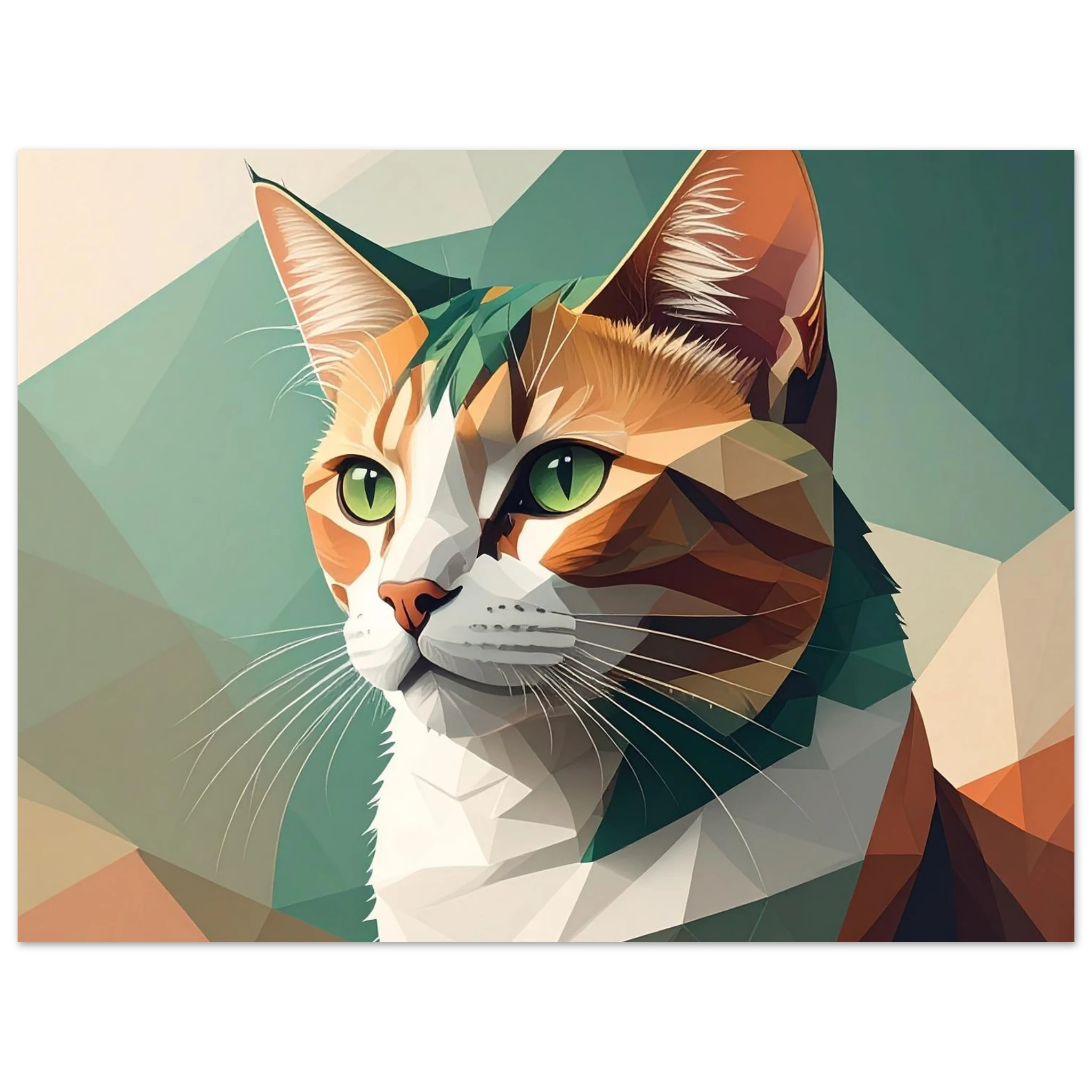 Geometrische Katze Kunstdruck Wandbild – Abstraktes Low-Poly Poster-petllective