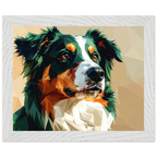 Australian Shepherd im Pop-Art-Stil – Premium-Poster mit Holzrahmen-petllective