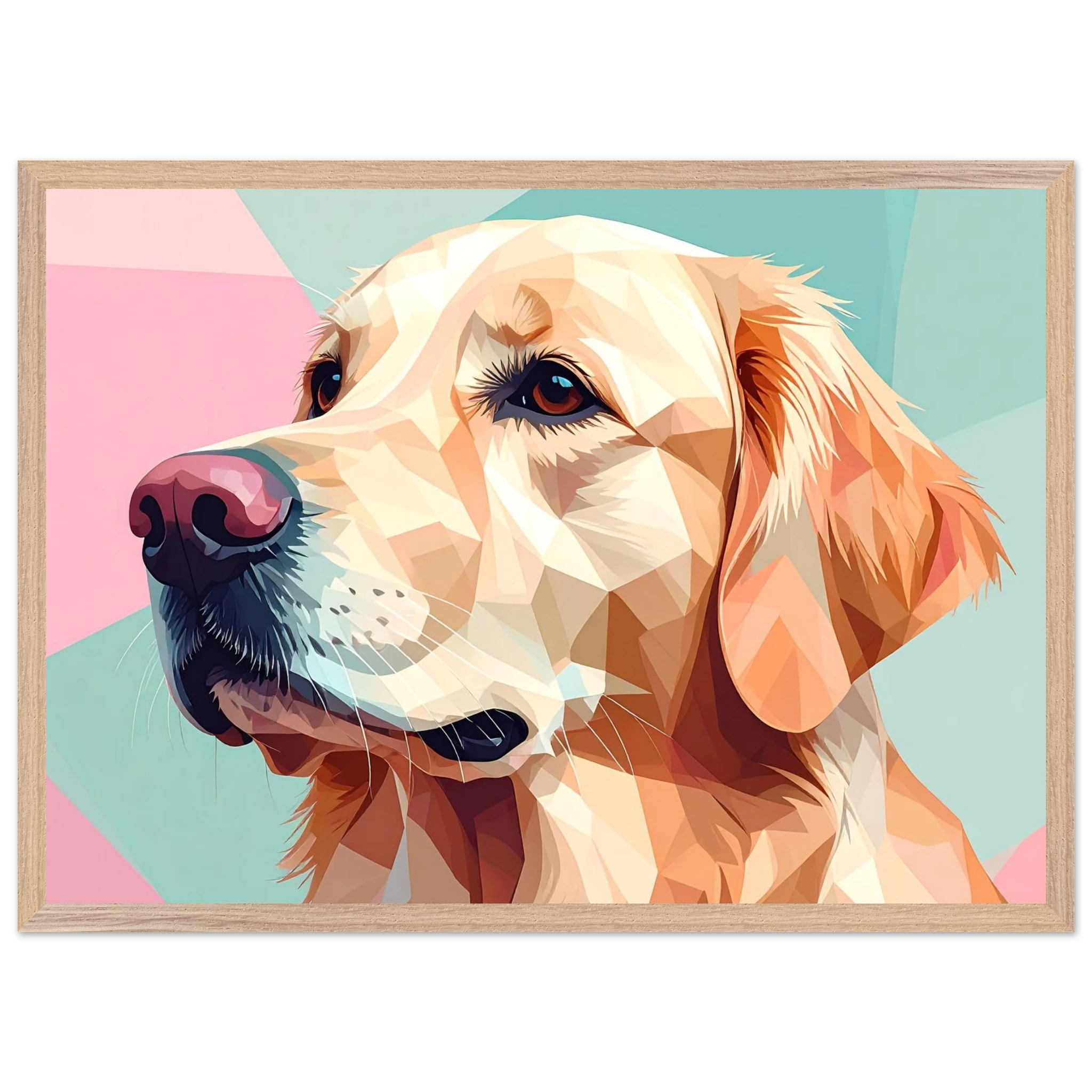 Abstrakter Golden Retriever: Premium-Poster mit Holzrahmen in deinem Wunschformat-petllective