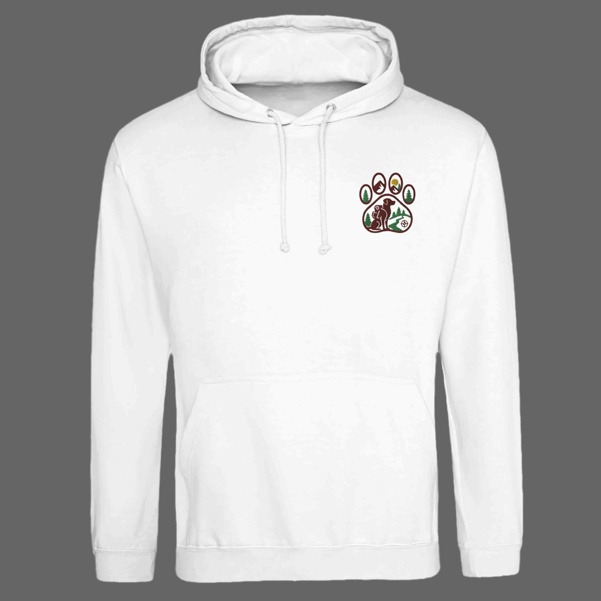 Wanderlust Unisex College Hoodie mit gesticktem Pfoten-Motiv – Design für Abenteurer-petllective