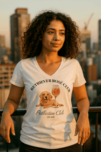 Bio Damen T-Shirt „Retriever Rosé Club“ mit V-Ausschnitt-petllective